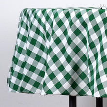 White & Green Checkered Polyester Buffalo Plaid 90 Inch Round Tablecloth