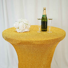 Cocktail Table Cover In Gold Metallic Shimmer Tinsel Spandex