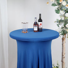Round Blue Heavy Duty Spandex Tablecloth With Natural Drapes