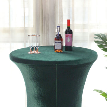 Add a Touch of Elegance with the Hunter Emerald Green Premium Velvet Spandex Fit Cocktail Tablecloth