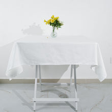 Seamless Washable Square White 100% Cotton Linen Tablecloth 54 Inch 