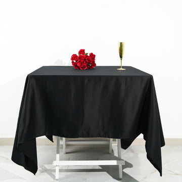 Black Square 100% Cotton Linen Seamless Tablecloth 70"