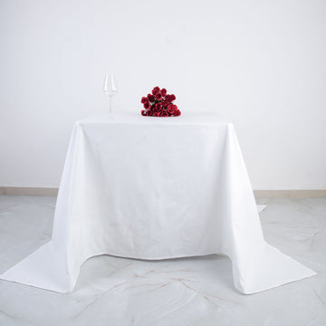 Elegant White Square 100% Cotton Linen Seamless Tablecloth 90"