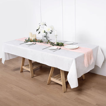 Enhance Your Table Setting with a Luxurious White Rectangle Tablecloth