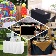 4 Feet Fitted Rectangular Table Cover In Black Polyester