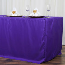 Fitted Table Cover In Purple Polyester 8 Feet Rectangular