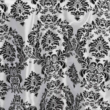 Velvet Flocking Design Taffeta Damask Tablecloth In Black 120 Inch Round#whtbkgd