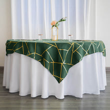 Gold Foil Geometric Pattern On Hunter Green Table Overlay 54 Inch By 54 Inch