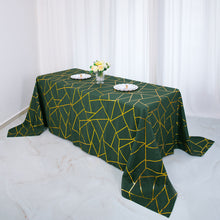 Hunter Emerald Green Rectangle Tablecloth 90 Inch x 156 Inch Polyester With Gold Design