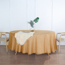 Natural 108 Inch Round Linen Tablecloth Featuring Slubby Texture