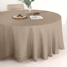 Taupe Round Tablecloth Of 120 Inch Diameter In Linen With Slubby Texture
