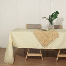 Rectangular Tablecloth Ivory 60 Inch x 126 Inch Slubby Textured Linen Wrinkle Resistant