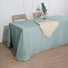 90 Inch x 132 Inch Dusty Blue Wrinkle Resistant Rectangular Linen Tablecloth With Slubby Texture