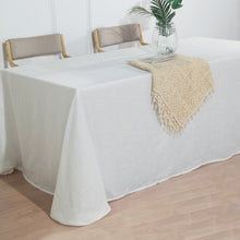 Slubby Textured White Rectangular Linen Tablecloth 90 Inch x 132 Inch Wrinkle Resistant