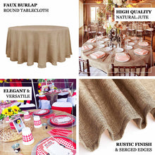 Natural 90 Inch Round Boho Chic Jute Faux Burlap Tablecloth 