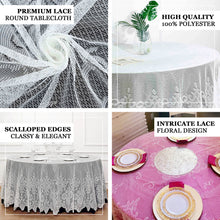 Round Premium White Lace 108 Inch Tablecloth