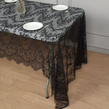 Scalloped Frill Edged Rustic Black Lace Tablecloth 60 Inch X 120 Inch
