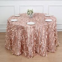 Dusty Rose Taffeta Round Tablecloth With 3D Leaf Petal Design