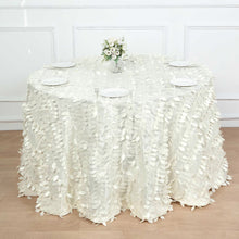 Round Tablecloth Leaf Petal Design Ivory Taffeta 120 Inches