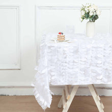 White Taffeta Square Tablecloth With 3D Leaf Petals 54 Inch
