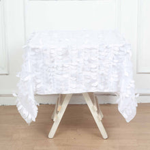 3D Leaf Petal Taffeta Square Tablecloth In White 54 Inch