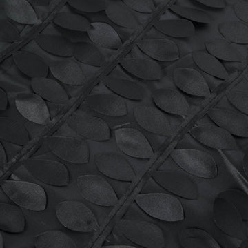 Enhance Your Event Decor with a Black 3D Leaf Petal Taffeta Fabric Tablecloth