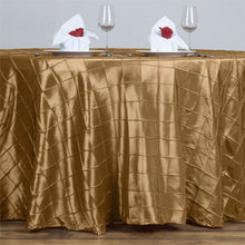 120 Inch Gold Round Pintuck Tablecloth