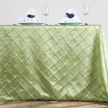 90 Inch x 132 Inch Rectangular Tablecloth In Apple Green Taffeta Pintuck 