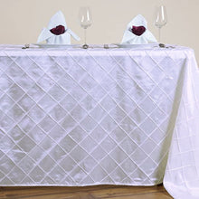 Taffeta Pintuck 90 Inch x 132 Inch White Rectangular Tablecloth