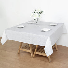 Disposable White Embossed Lace Print Square Tablecloth 65 Inch