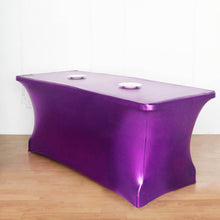 6 Feet Metallic Purple Tablecloth Stretch Spandex
