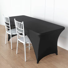 Rectangular Fitted Table Cover In 6 ft Black Stretch Spandex