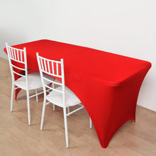 Fitted Red Spandex Rectangular Stretch Tablecloth with Open Back, 6 Feet