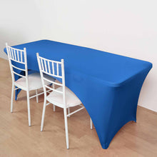 6ft Royal Blue Open Back Spandex Fitted Table Cover, Rectangular Stretch Tablecloth