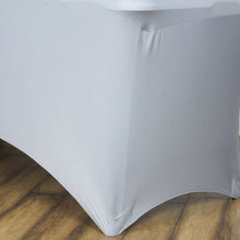 6 Feet Silver Rectangular Stretch Spandex Tablecloth