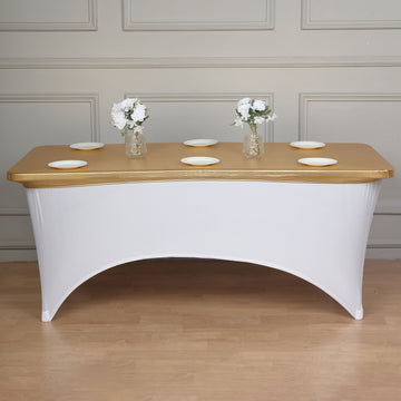 Add Elegance with our Metallic Gold Spandex Table Cover
