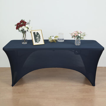 Durable and Stretchable: The Navy Blue Rectangular Stretch Tablecloth