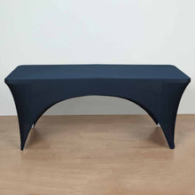 Open Back Style Navy Blue Spandex Fitted 8 Feet Rectangular Stretch Tablecloth