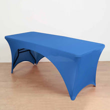 8ft Royal Blue Open Back Spandex Fitted Table Cover, Rectangular Stretch Tablecloth