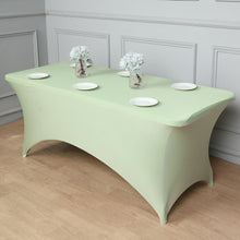 Spandex Stretch Fitted Rectangle Sage Green Tablecloth 8 Feet