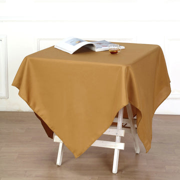 Add a Touch of Luxury with the Gold Square Seamless Polyester Tablecloth