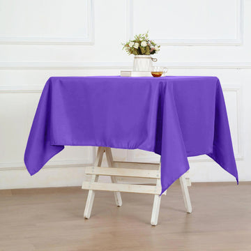Dress Your Tables in Elegance with the Purple Square Seamless Polyester Tablecloth