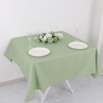 Experience the Beauty and Durability of the Sage Green Square Seamless Polyester Tablecloth Overlay