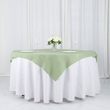 Elevate Your Event Decor with the Sage Green Square Seamless Polyester Tablecloth Overlay