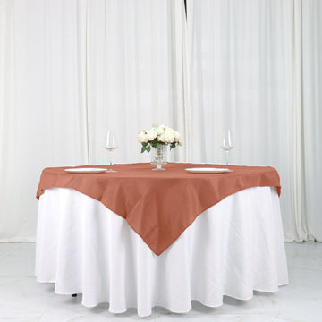 Terracotta (Rust) Square Seamless Polyester Table Overlay - Add Elegance to Your Event Décor