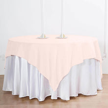 70 Inch Square Table Overlay In Blush Rose Gold Polyester