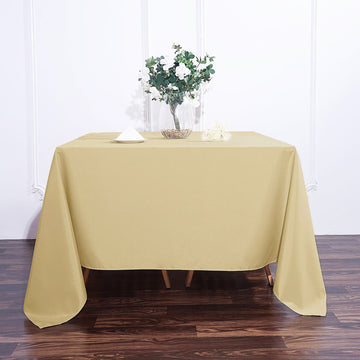 Elevate Your Event Decor with the Champagne Seamless Square Polyester Tablecloth 90"x90"
