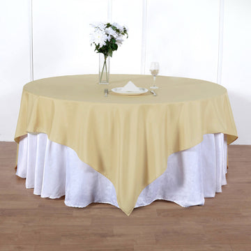 Champagne Seamless Square Polyester Table Overlay 90"x90"
