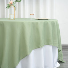 90 Inch Square Shaped Sage Green Colored Polyester Table Overlay