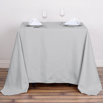 Enhance Your Dining Experience with the Silver Polyester Table Overlay